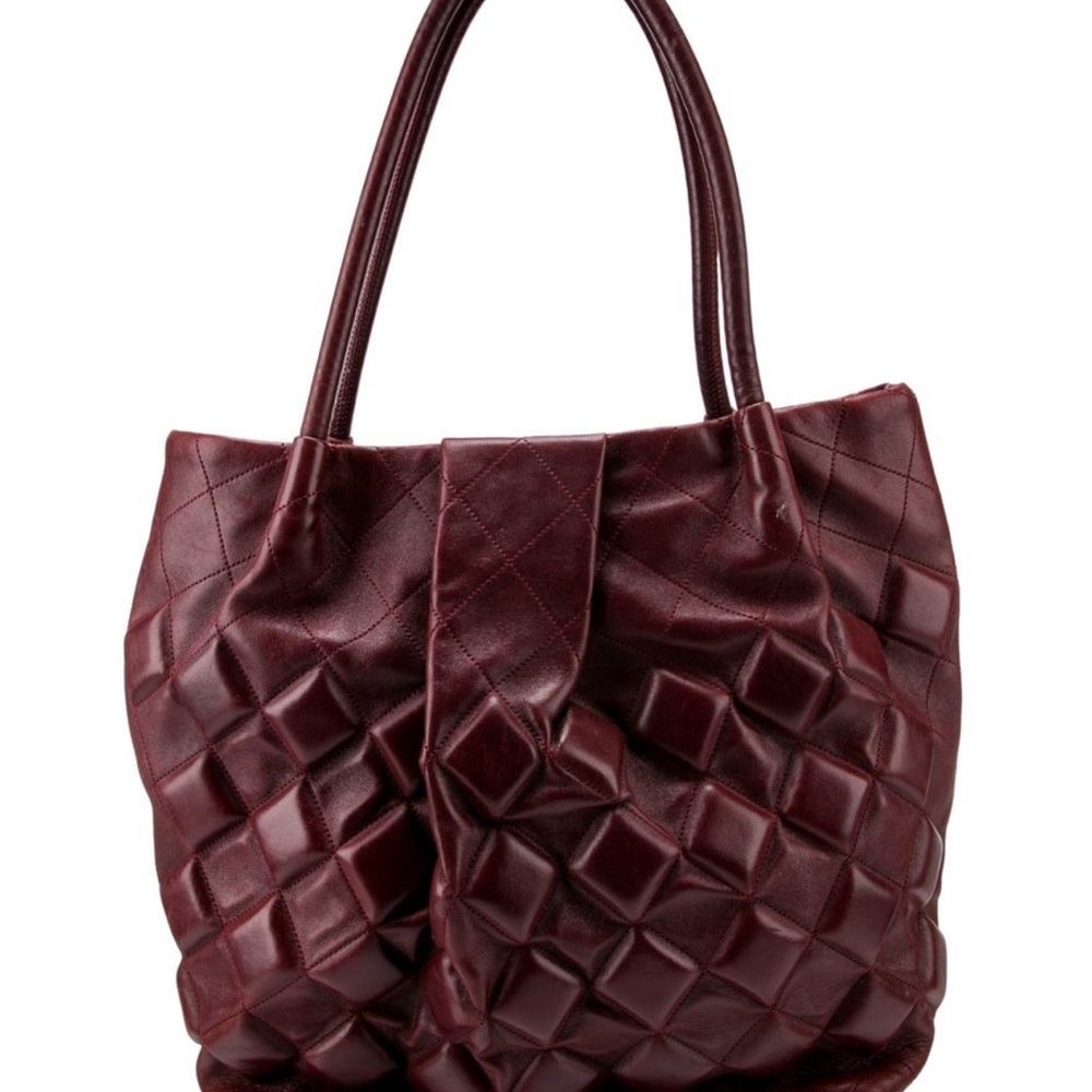 CHANEL Deep Red Quilted Tote - Picture 3 of 7